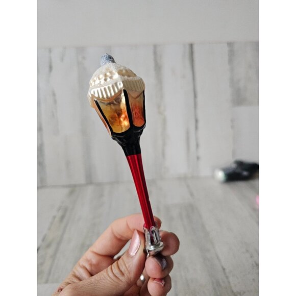 inge glas Vintage clip lantern lamp light ornament snow Xmas tree - Picture 3 of 9